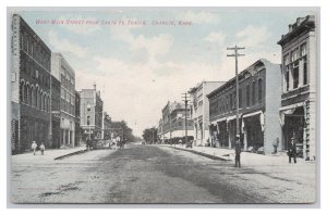 Postcard West Main Street From Santa Fe Tracks Chanute Kans. Kansas