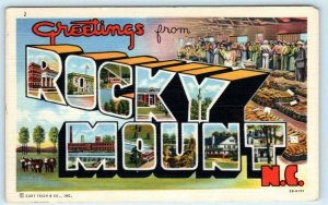 Large Letter Linen ROCKY MOUNT, NORTH CAROLINA  NC Curteich ca 1940s Postcard