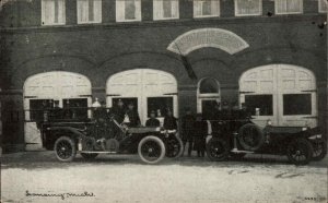 Lansing MI Michigan Fire Station & Engines c1910 Postcard