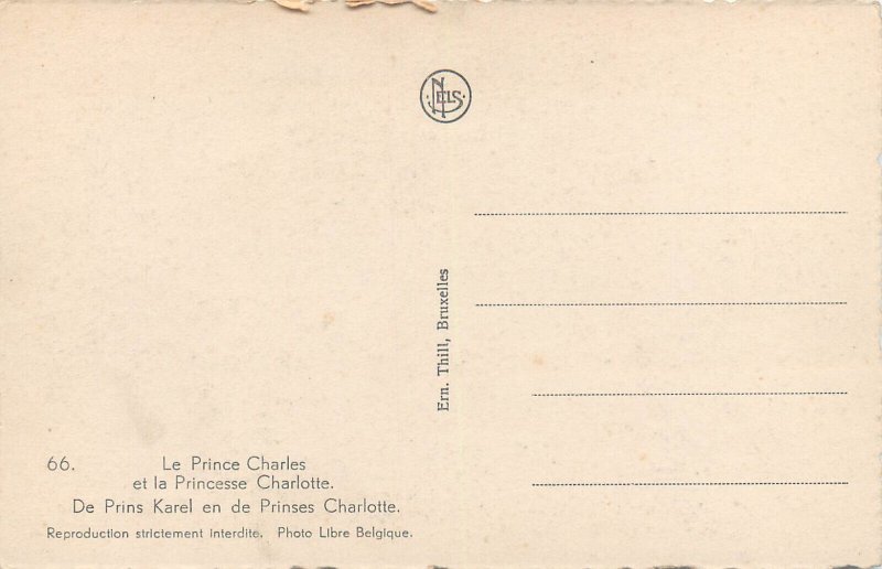 Infant royalties Prince Charles and Princess Charlotte royalty Belgium postcard