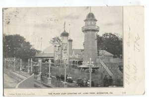 Postcard The Plaza Just Lighting Up Luna Park Scranton PA 1906