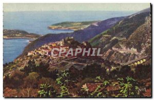 Old Postcard French Riviera Eze General view of the village