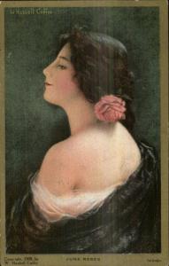 W Haskell Coffin Beautifl Woman JUNE ROSES c1910 Postcard