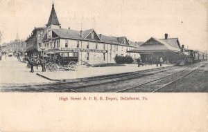 Bellefonte Pennsylvania High Street and PRR Depot Vintage Postcard AA11163