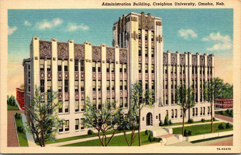 Vtg Administration Building Creighton University Omaha Nebraska NE Postcard