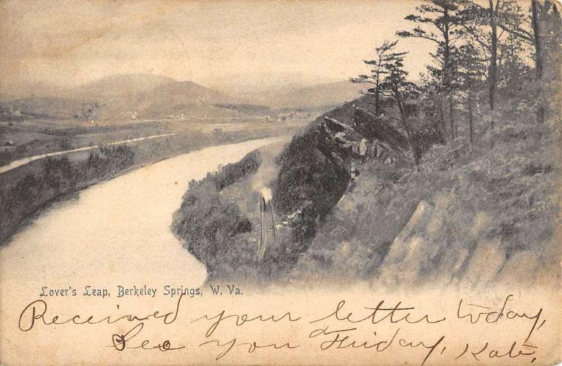 Berkeley Springs West Virginia Lovers Leap Birdseye View Antique Postcard K85976