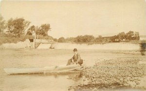 Des Moines Iowa River Man Dam C-1910 RPPC Photo Postcard 21-7981