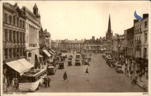 Hereford England Hightown Early Autos, Bus, Bicycles c1900-20s Vintage Postcard