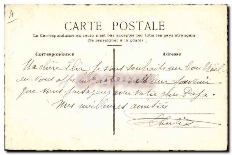 Old Postcard (hand drawing) Child Making crepes Chat