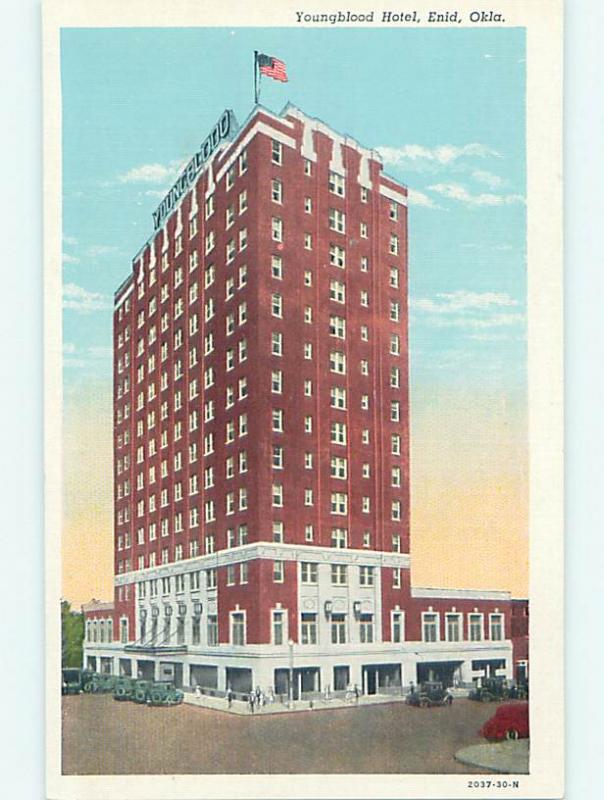 Unused W-Border YOUNGBLOOD HOTEL Enid Oklahoma OK Q7348