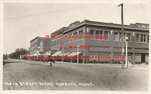 MT, Forsyth, Montana, RPPC, Street Scene, Business Area, Wesley Andrews
