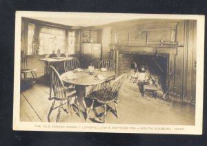 RPPC SOUTH SUDBURY MASSACHUSETTS LONGFELLOW INN INTERIOR REAL PHOTO POSTCARD