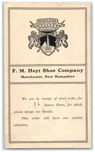 1909 F.M. Hoyt Shoe Company Manchester New Hampshire NH Vintage Antique Postcard