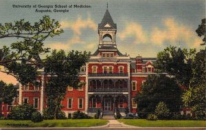 Beautiful Linen Era, University of Georgia Med School, Augusta GA,  Old Postcard