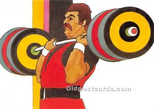 Original Artwork by Robert Peak, 1984 Summer Olympics Weight Lifting Stamp Ol...