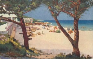 Bermuda Elbow Beach South Shore Vulcan Press artist 1940s Postcard 21-6688