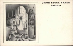 Pig Slaughtering Union Stock Yards Chicago IL Hurford Hog Hoist c1905 Postcard