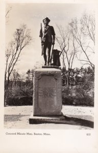 Massachusetts Boston Concord Minute Man Statue Real Photo