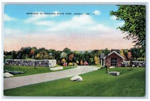 1947 Entrance To Pokagon Park Scene Angola Indiana IN Posted Vintage Postcard 