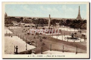 Paris Old Postcard Place de la Concorde Eiffel Tower