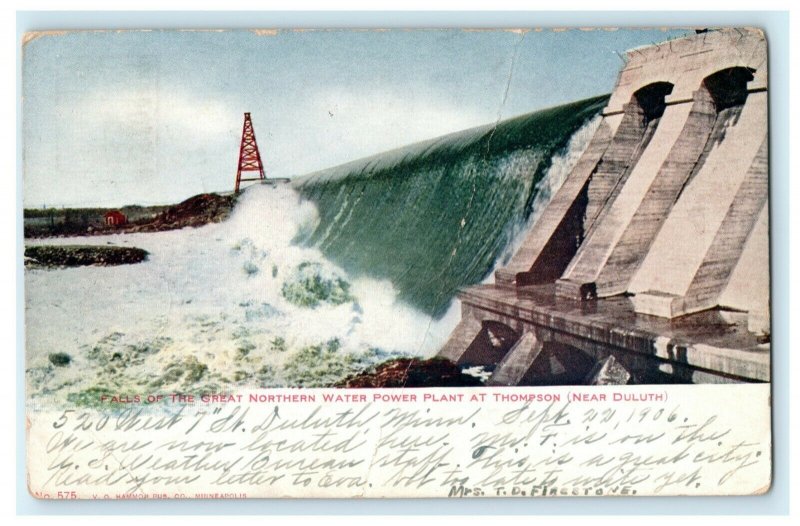 Falls of Great Northern Water Power Plant Thompson Duluth 1906 Antique Postcard 