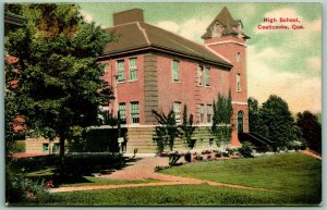 High School Coaticooke Quebec Canada 1908 DB Postcard F11