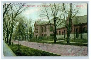 c1910's West Springfield Avenue Urbana Illinois IL Posted Antique Postcard