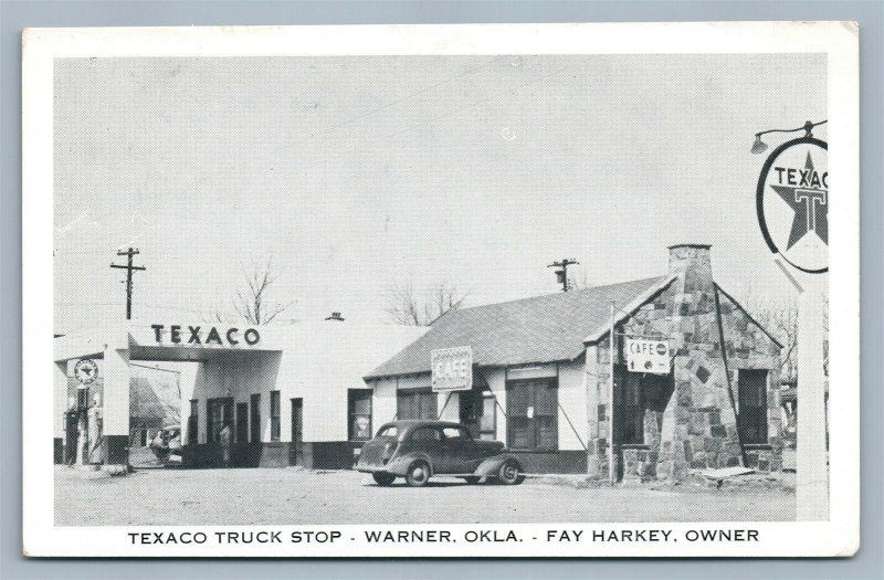 Warber OK GAS Station Texaco Truck Stop Vintage Postcard United