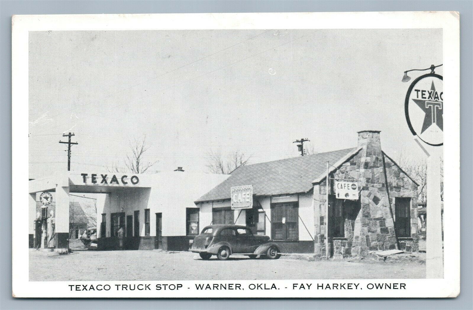 Warber OK GAS Station Texaco Truck Stop Vintage Postcard United