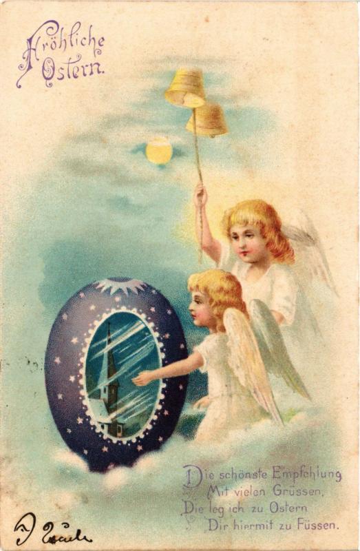 CPA Angels with Egg and a Temple – Easter ANGELS (777521)