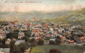 Clarksburg West Virginia panoramic aerial view of valley antique pc Z41582