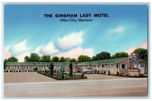 Miles City Montana MT Postcard The Gingham Lady Motel Exterior Roadside c1940's