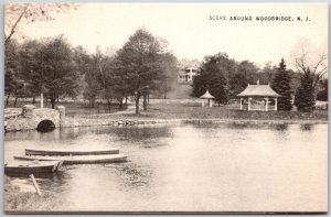 Scene Around Woodbridge New Jersey NJ Boat Lake Attraction RPPC Photo Postcard