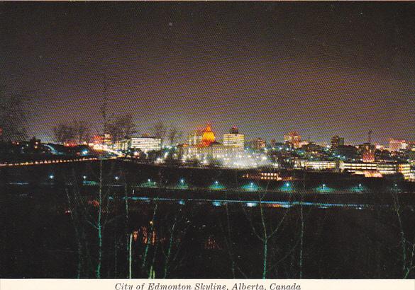 Canada Skyline At Night Edmonton Alberta