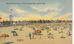 Beach Scene At Oceab Beach New London Conneccticut 1941