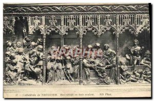 Postcard Old Cathedral Treguier Netherlands reliels Wooden