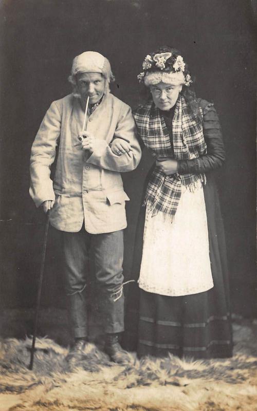 'COUPLE POSING AS OLD FOLKS RPPC REAL PHOTO POSTCARD