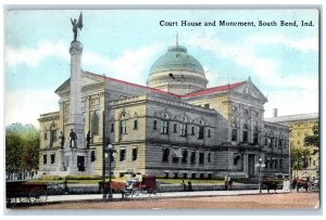 1916 Court House Exterior And Monument South Bend Indiana IN Posted Postcard 