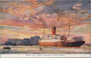 Postcard Ship Cunard Line RMS Antonia Arriving Quebec