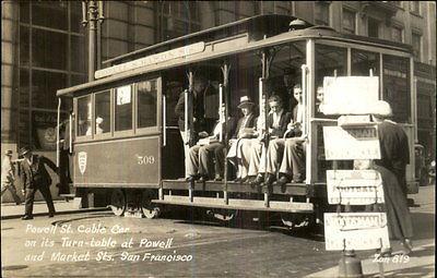 SAN FRANCISCO CA Powell Street Cable Car Trolley Old REAL...