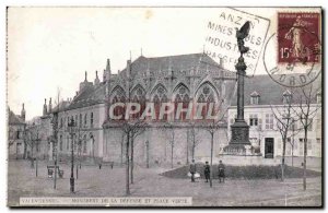 Old Postcard Valenciennes Monument of Defense and Green Square