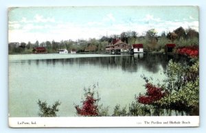 LaPORTE, Indiana IN ~ Bluffside Beach & THE PAVILION c1910s  Postcard