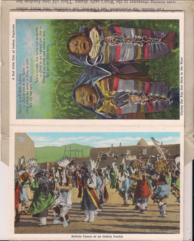 Souvenir FOLDER, Cowboy & Indian Life of West, 1948, Rodeo, Curt Teich Linen