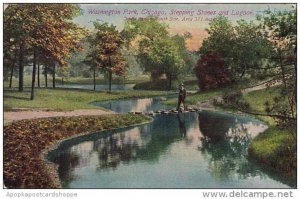 Illinois Chicago Washington Park Stepping Stone And Lagoon