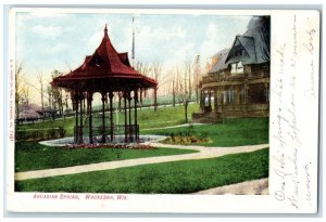 c1910 Arcadian Spring Gazebo Exterior View Waukesha Wisconsin Vintage Postcard