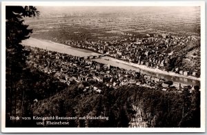 Blick Vom Konigstuhl Restaurant Auf Heodelberg Und Rheinebene RPPC Postcard