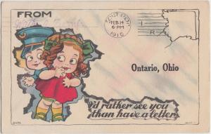 Ohio Postcard 1916 ONTARIO Kids Greetings Mansfield Richland County 