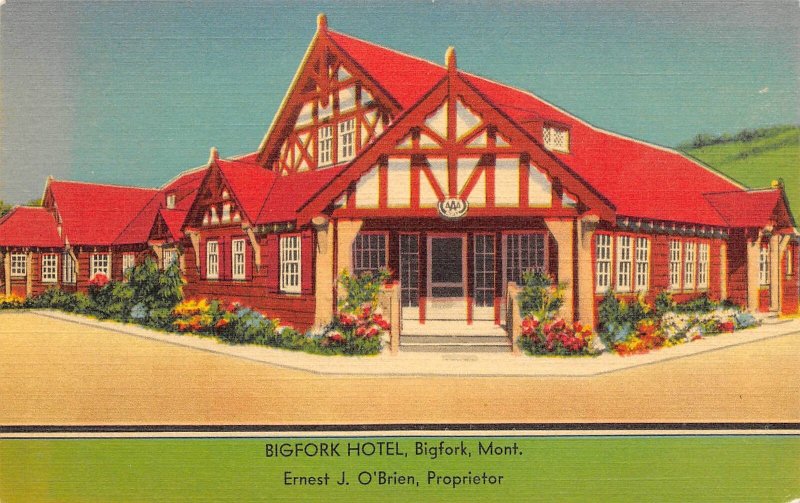 Bigfork Hotel Flathead Lake Bigfork Montana linen postcard