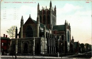 Trinity Cathedral Cleveland Ohio OH Sunset Antique Postcard DB PM Cancel WOB 