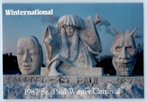 Winternational Postcard Sapporo St. Paul 1987 Winter Carnival Japanese Snow